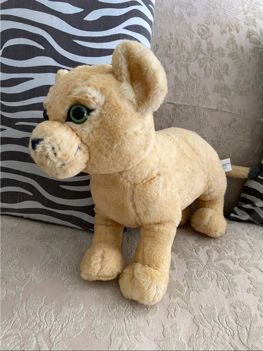 Disney Plush Tan Lion Cub Dog Toy with Green Eyes (Good)